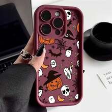 Halloween Pumpkin Ghost Silicone Phone Case For IPhone 16 15 14 13 12 11 Pro Max 17 Air Plus Soft Cover 0ZWO - 米白色 - 查看 3