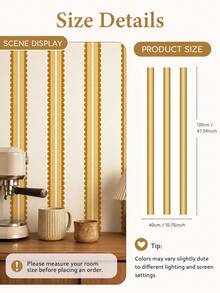 SUPSTICKER Retro Boho Scalloped Stripe Wallpaper, Removable Matte Finish, 40x120cm/40x300cm, For Bedroom, Living Room & Entryway - 1PC - View 25