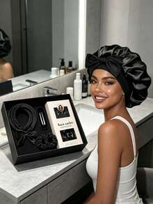 Heatless Curling Set, Create Natural Wavy Curls Overnight Without Heat Damage. Includes Satin Sleep Cap, Hair Bands And Hair Clips. Soft And Silky Texture, Easy To Use During Sleep. Suitable For Home And Travel, Get Charming Curls Every Morning. - Multicolor - View 7