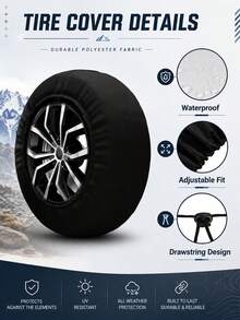 1pc Customized Photo Text Logo Car Spare Tire Cover, Personalized Photo Name Pattern Spare Tire Cover, Supports Custom Image Text Logo Round Car Wheel Cover, Polyester Fiber Elastic Binding Drawstring Design, Multiple Sizes Available, Suitable For SUV, Off-Road Vehicle, RV, Camper, Trailer, Truck Rear Spare Tire, Outdoor Camping, Road Trip, Car Exterior Personalized Decoration, Suitable For Car Owners And Travel Enthusiasts Customized Car Accessories Gift - Multicolor - View 7