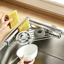 1pc Premium Triangular Sink Strainer Basket, Efficient Residue Filtration Rack, Durable Metal Surface, Suitable For Kitchen Sink And Washbasin, No Charging Required, Easy To Clean - A - View 6