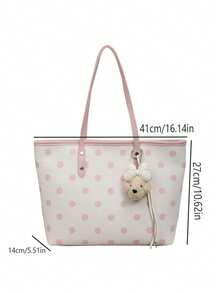 Fashionable Minimalist Houndstooth Pattern Large Capacity Women's Shoulder Tote Bag, Versatile Elegant Shopping Commuting Underarm Bag - Pink - View 4