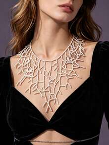 Xiacheng 1Pc Gothic Corals Choker Necklace Versatile Fashion Pieces Accessory Portable For Stylish Outfits Ladies,Women Unique Punk Y2K Jewelry For Halloween - White - View 6