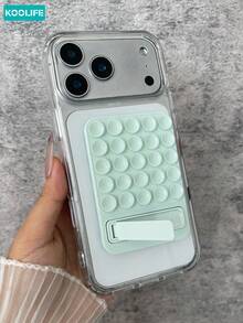 KOOLIFE 2‑In‑1 Clear Shockproof Phone Case With Removable Suction Cup Kickstand Hands‑Free Holder Compatible With Iphone 18 Pro Max,17,17Pro Max,16Pro,15Pro Max,13pro,15,14,14Pro,13 - Transparent + Light Green - View 13