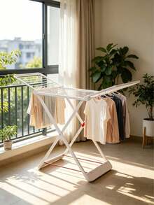 1‑Piece Clothes Drying Rack, Wide Drying Platform, Stable Cross‑Shaped Support Frame, Suitable For Both Indoor And Outdoor Use, Space‑Saving For Storage. - A - View 2