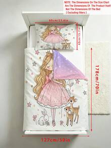 2pcs Cartoon Forest Princess Toddler Bedding Set, Suitable For Children's Bed/Crib, Perfect Holiday Gift (No Filling), 100% Polyester - Multicolor - View 18