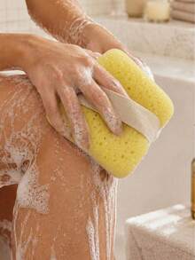 1pc Cheese Shaped Bath Loofah Bag | Gentle Exfoliating Scrubbing Tool | Deep Cleansing Rich Foam | Hanging Soap Storage Bag | Portable Travel Body Care Tool - View 3