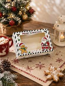 2pcs/5pcs/10pcs 2026 New Christmas Gift Box With Transparent Window | Santa Claus & Christmas Tree Print Gift Box, Holiday Striped Paper Box, Suitable For Christmas Party Decoration - View 9