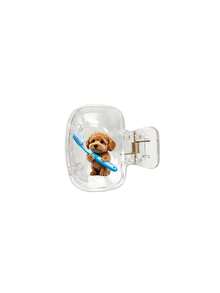 Cute 2 Teddy Dogs Holding Hands With Toothbrush Pattern Portable Toothbrush Head Cover Storage Box Toothbrush Protective Cap Holder, Essential Bathroom Accessory For Home, Business Travel, Daily Use, Outdoor Trips, Christmas, Easter, Valentine's Day, Teacher's Day, Family Gift - A - View 14