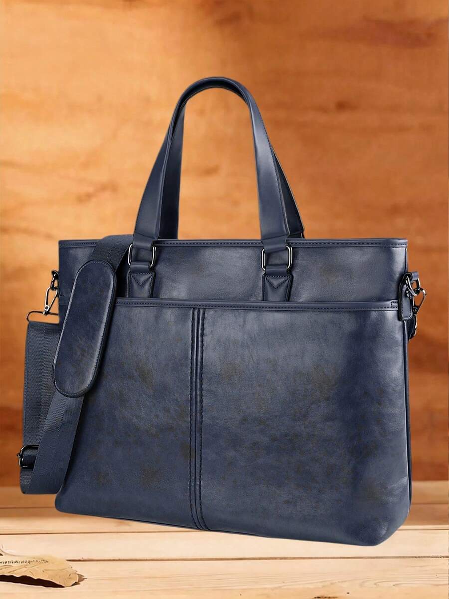 Tas Kerja/Tas Kantor/Tas Tangan Pria/Tas untuk Mencari Pekerjaan/B4 Serbaguna/Tahan Air/Kapasitas Besar/Perjalanan/Kerja/Komuter/Hitam/Biru Tua