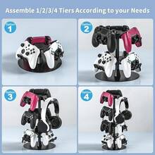 3-Tier Aluminum Alloy Controller Holder Stand, Rotatable Gamepad And Headset Hanger With Anti-Slip Base, Gaming Desk Organizer For P5/P4, XSX/XSS, Switch 2 And PC Controllers - View 4