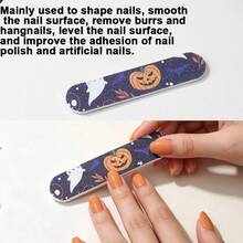 5pcs Halloween Nail Art Tool Set, Includes Nail File, Cuticle Pusher, Cleaning Brush, Nail Cotton Pads, Portable Nail Art Accessories Set, Pumpkin Ghost Print Packaging Bag, Suitable For Nail Stickers - Multicolor - View 8