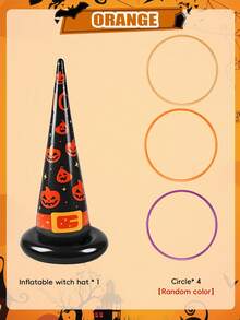 15/5/1pc Inflatable Witch Hat Ring Toss Game Set,Halloween Party Supplies, Reusable PVC Inflatable Game Props With Throwing Rings, Multiple Sets Available, For Yard Lawn Backyard Indoor Outdoor Halloween Holiday Decoration Group Activity - Multicolor - View 13