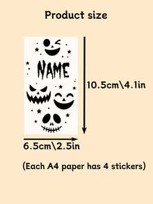4-40PCS Custom Halloween Temporary Tattoo, Personalized Name Fake Tattoo Sticker, Spooky Ghost Bat Haunted House Style, Customized Body Tattoo For Halloween Party, Customizable Costume Accessory, Halloween Favor, Unique Holiday Gift, Halloween Gifts - Black and White - View 2