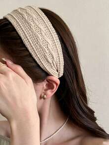 Fashionable Versatile Minimalist Solid Color Wide Headband - Multicolor - View 4