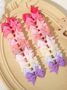 24pcs Full Color Ribbed Bow Hair Clips, Minimalist Gentle Non-Damaging Hair Accessories, Daily Atmospheric Headwear - Mixed color - View 15