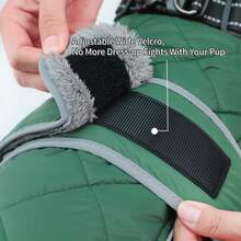 Warm Dog Winter Jacket, Collar With Built-In D-Ring, Reflective High Neck Fleece Vest, Adjustable Cold Weather Snow Jacket, Suitable For Small And Medium-Sized Dogs To Wear - Green - View 9