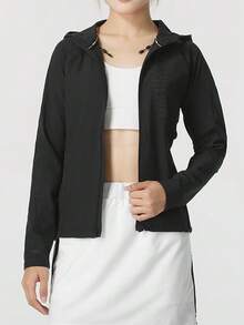 Under Armour Women's Sports Jacket OutRun The STORM Jkt Woven Hooded Jogging Jacket 1361384-001 - Black - View 1