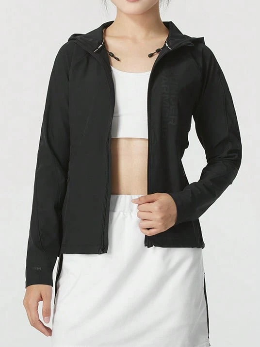 Under Armour Women's Sports Jacket OutRun The STORM Jkt Woven Hooded Jogging Jacket 1361384-001 - Black - View 1