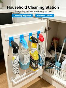 Wall Mount Spray Bottle Holder, Multifunctional Cabinet Spray Bottle Organizer, Space Saving Cleaning Bottle Storage Rack For Kitchen, Bathroom, Laundry Room Household Supplies - Multicolor - View 5