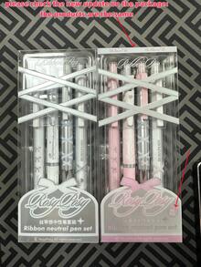 4pcs Soft Ribbon Gel Pen Set, Ballet Pen Style, 0.38mm/0.5mm Ballpoint Tip, Quick-Dry Black Ink, Smooth Writing, Back To School Gift - Multi Colors - View 10