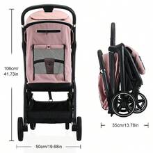 Lightweight Stroller, Portable Stroller, Ideal For Travel, Essential Baby Accessory, Breathable Mesh Fabric, One-Step Folding Stroller - Pink - View 2