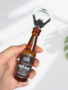 Creative Beer Bottle Shaped Bottle Opener, 2 Colors Available, Multi-Functional Home Fridge Magnet, Fun Magnetic Bottle Opener, Kitchen Decor & Bar Accessory - View 11