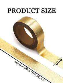 1/3 Roll Hot Stamping Gold Foil Decorative Tape, Mylar Gold Color Solid Color Washi Tape For Gift Wrapping, Scrapbooking, Journaling - Multicolor - View 6