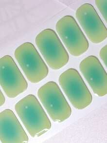 Semi Cured Gel Nail Strips, 20Pcs Long Lasting Salon Quality Wraps, Easy Apply & Remove Gel Nail Stickers With UV Light - Mint Green - View 6
