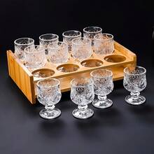 Imported Whiskey - Foreign Wine - Whiskey Accessory - 6pcs Set Of Diamond/Butterfly/Sunflower Pattern - Crystal Clear Highball Glasses With Light Refraction - Stylish Mini Shot Glasses For Vodka And Whiskey - Tall Design Non-Greedy Cups - Clear - View 1