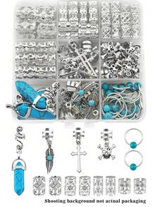 56pcs Star-Shaped Dreadlock Hair Accessories And Hair Clips, Suitable For Women - Silver - View 2