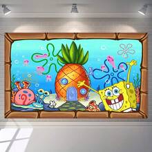WPETLE Pineapple House Underwater Backdrop, Cartoon Photography Background, Children's Birthday Party Wall Decor - Multicolor - View 1