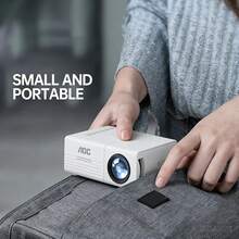 AOC Mini Portable Projector, USB Connection, Native 720P LCD, Supports 1080P Video, Built-In Speaker, Compatible With IOS, Android, Windows, And PS4, Compact Home Theater Projector, Ideal For Movies, Gaming, And Outdoor Use, HDMI Cable Not Included - White - View 3