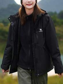 CAMEL 3-In-1 Fleece Lining Jacket, New Winter Windproof Waterproof Outdoor Style - Phantom Black - View 1