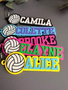Personalized Volleyball Name Keychain, Customized 3D Sports Bag Tag With Name, Volleyball Player Team Gift, Backpack Luggage Charm, Birthday, Halloween, Thanksgiving And Christmas Gift For Volleyball Enthusiasts - Multicolor - View 4