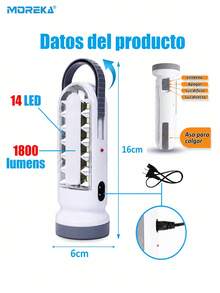 MOREKA linterna de luz de emergencia portátil, luz LED 3 en 1, luz para acampar al aire libre, puede ser portátil o iluminación interior - Blanco - Ver 2