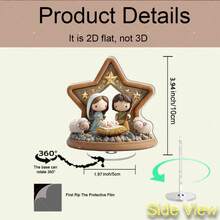 2D Flat Printing Rotating Nativity Scene Decor, Acrylic Painted Style Manger Scene With Virgin Mary, Joseph And Baby Jesus, Outdoor Christmas - A - View 1