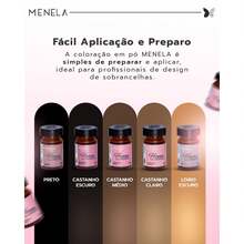 Menela Henna Profissional para Designer de Sobrancelhas 2,5g - Com Fixador e Nanotecnologia - Castanho Médio - Visão 2