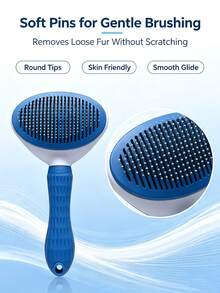 2-In-1 Pet Grooming Comb Set, Double-Sided De-Matting Comb & One-Click Self-Cleaning Slicker Brush, Hair Removal Tool For Cats And Dogs, Pet Shedding Cleaning Grooming Accessories - Multicolor - View 7