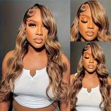 Body Wave Äkta Hårperuker Highlight 4/27 HD Transparent Lace Frontal Peruk 13x6 13x4 Äkta Hår För Kvinnor Förplockad Brasiliansk Peruk - highlight427 - Visa 7