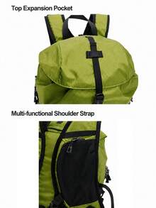 NBCT Waterproof Hiking Camping Climbing Backpack, Side Pocket Water Bottle Holder With Elastic Storage Cord, Comfortable Breathable Pressure-Relieving Back Carry, Top Expansion Compartment With Multi-Section Storage Large Capacity Outdoor Sports Travel Backpack - Green - View 3