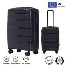 W WINGS مجموعة حقائب سفر 3 قطع (20 بوصة، 24 بوصة، 28 بوصة) | حقيبة صلبة من ABS، قفل مركب، مقبض تلسكوبي، عجلات دوارة 360 درجة - الأسود - مشاهدة 4