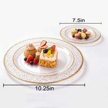 10-50pcs/Set, 7.5 Inch/10.25 Inch Transparent Hammered Gold Rim Plates, Reusable Tableware, Suitable For After-Meal Cleanup, Party, Family Gathering, Various Celebrations, Halloween, Christmas, Valentine's Day, Thanksgiving, Mother's Day And Daily Use, Celebration Supplies, Party Tableware, Decorative Plates, Elegant Tableware, Lightweight Tableware, Durable Tableware, Serving Plates, Event Tableware - Clear - View 6