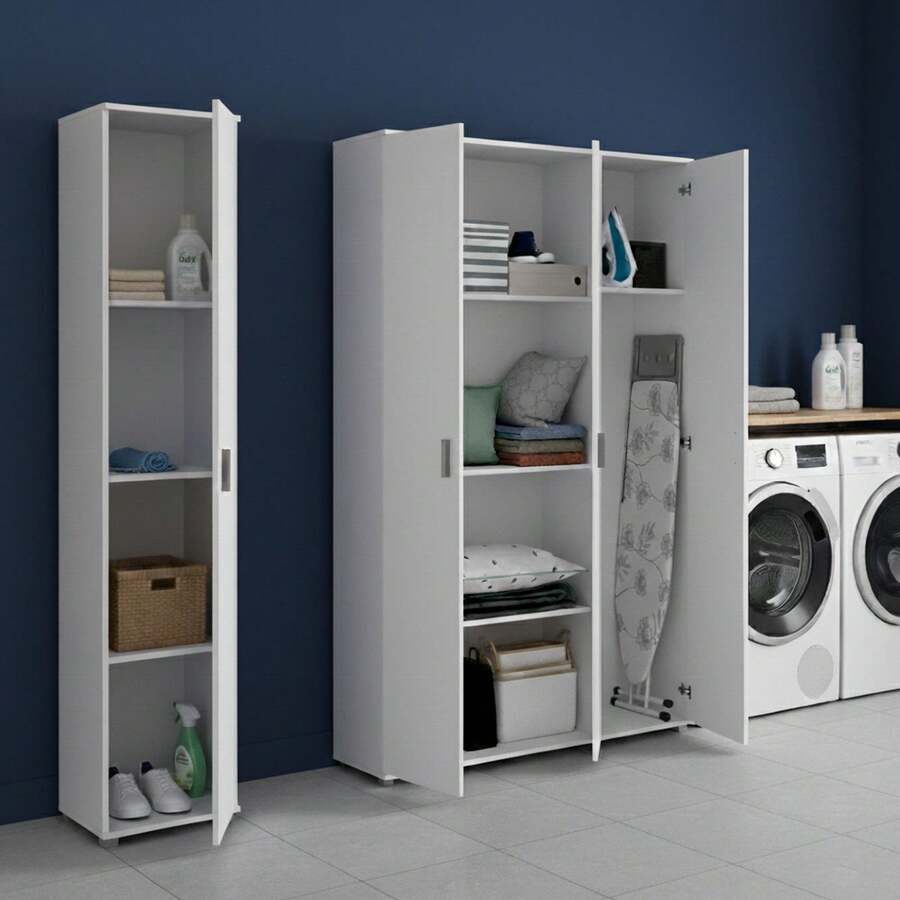 Dmora Stazzona - Armadio Multiuso Grande, 155x190h cm Bianco, Modulabile - Bianco - Visualizzare 1
