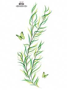 1pc Halloween Mori Style Fresh Willow Leaf & Butterfly Pattern Temporary Waterproof Tattoo Sticker For Arm, Waist, Abdomen, Leg, Body, Holiday Gift, DIY Party Favor - Multicolor - View 8