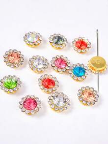 100/200/500pcs 1.2cm Rhinestone Sunflower Hand-Sewn Beaded Flower Applique Lace DIY Hair Accessories Material Handmade Double Layer Flower - Sunflower Flat-back Rhinestone - View 5