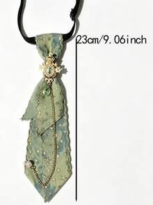 1pc Handmade Unisex Star Denim Chain Diamond Exquisite Tie, High-End Elegant, Suitable For Uniform, Daily, Party - Star Denim Style - View 2