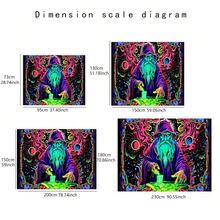 Border Wizard Tapestry Mystic Magician Money Magic Pattern Swirl Abstract Eye Cosmic Print Wall Hanging Black Base Color Aesthetic Room Backdrop Decor Cloth - Border - View 3