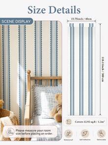 SUPSTICKER Retro Boho Scalloped Stripe Wallpaper, Removable Matte Finish, 40x120cm/40x300cm, For Bedroom, Living Room & Entryway - 1PC - View 23