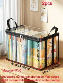 2/1 Heavy Duty Transparent PVC Storage Box, Foldable With Visible Window Storage Bag, Thickened Waterproof Rectangular Container, Suitable For Books, Toys, Stationery And Snacks, Space-Saving Home And Classroom Storage, Practical Holiday Gift Choice,Bedroom Room Decor,Back To School - Multicolor - View 15